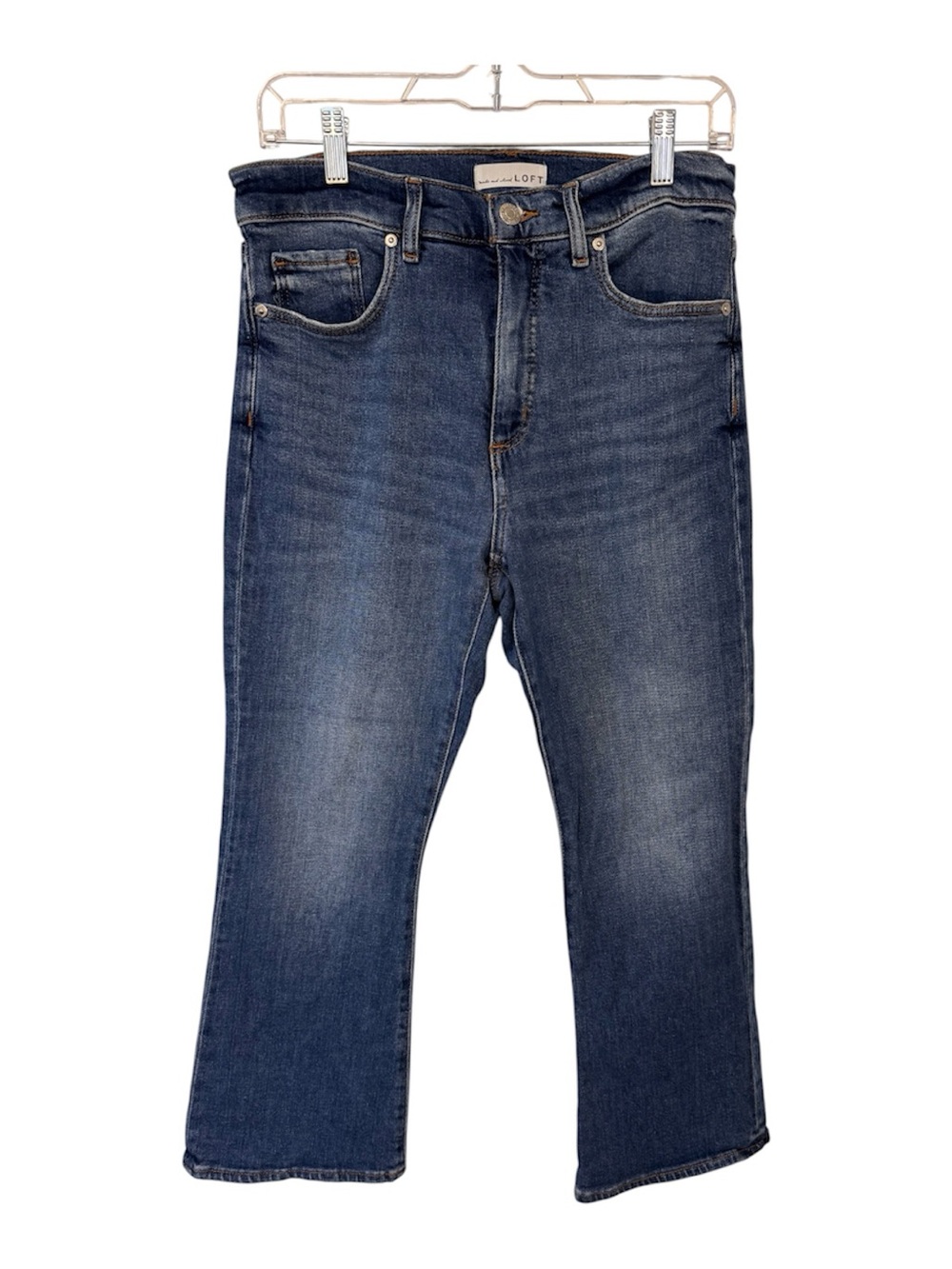 Loft Woman’s The Kick Cropped High Rise Jeans Size 28/6 Medium Wash - Picture 2 of 13
